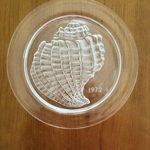 Lalique Crystal Art Glass Collector Plate Shell Pattern 8" Paris 1972 Etched